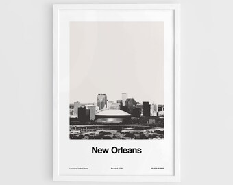 New Orleans Skyline Print, New Orleans Louisiana Poster minimalism Central Business District Wall Art Minimalist Custom City Print by Artica
