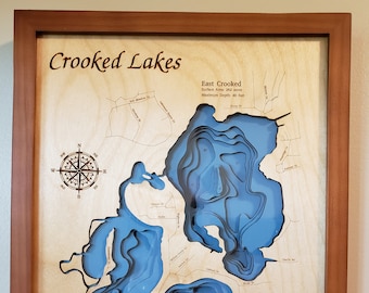 Custom 3D Lake Depth Map - Excellent Gift