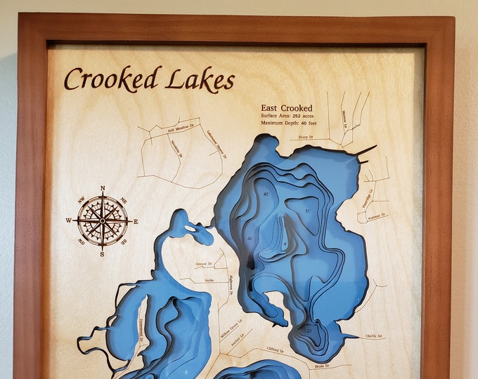 Featured listing image: Custom 3D Lake Depth Map - Excellent Gift