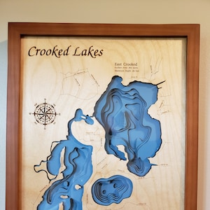 Custom 3D Lake Depth Map - Excellent Gift