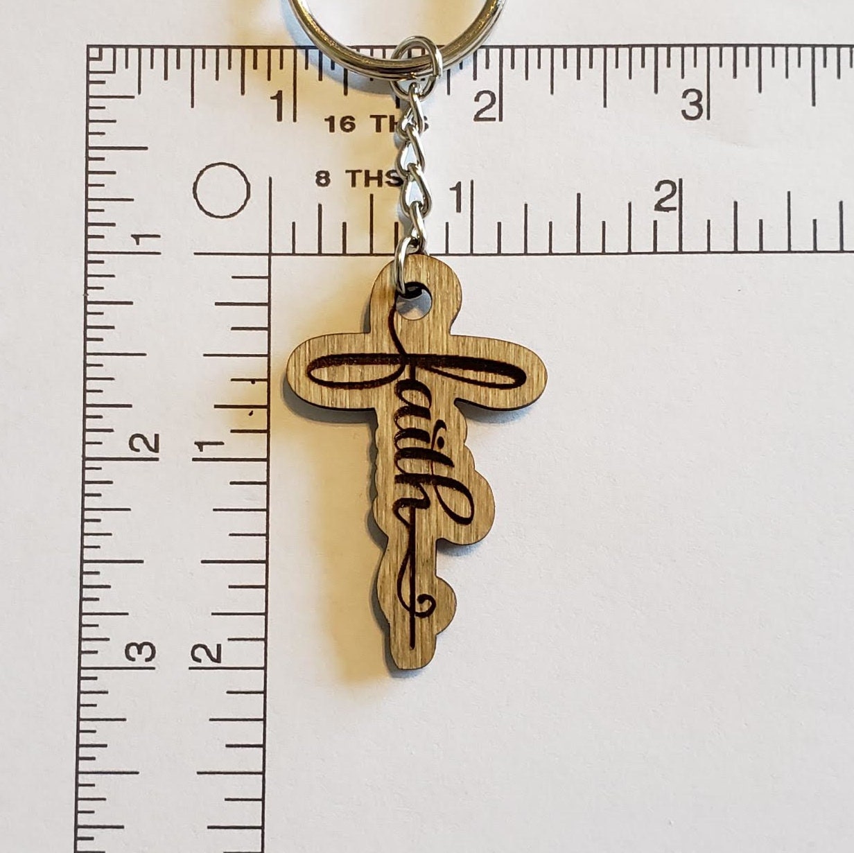 TracyTayanDesigns Faith Cross Key Chain, Cross Key Chain, Faith Keychain, Personalized Cross Keychain, Confirmation Keychain, Cross Gift, Pewter Keychain