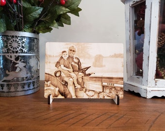 Laser Engraved Wood Photo - Wooden Photo - Family Photo - Pets - Holiday - Graduation - Birthday - Christmas - Mothers - Fathers - Baby