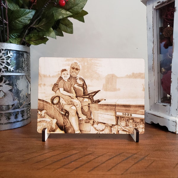 Laser Engraved Wood Photo - Wooden Photo - Family Photo - Pets - Holiday - Graduation - Birthday - Christmas - Mothers - Fathers - Baby