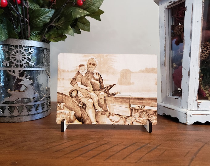 Featured listing image: Personalized Laser Engraved Wood Photo – Custom Wooden Picture for Family, Pets, or Special Occasions