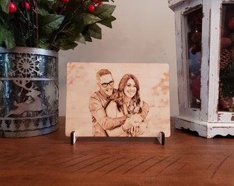 5 Year Anniversary Wood Photos - Laser Engraved Wedding Portraits - Great Gifts