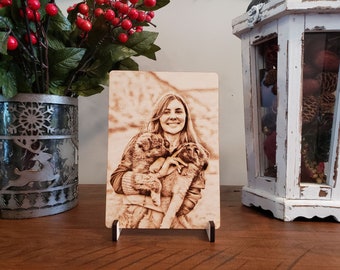 Pet Memorial Wood Photo - Laser Engraved