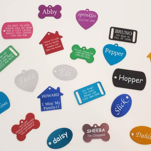 Custom Pet ID Tags Laser Engraved Aluminum Etsy