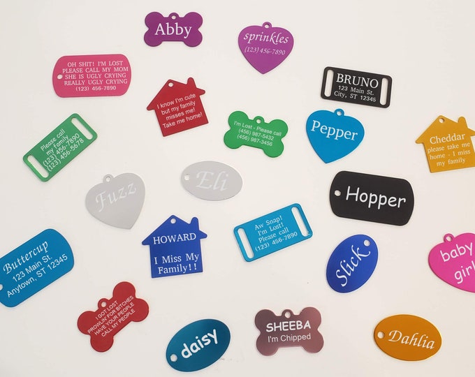 Featured listing image: Custom Pet ID Tags - Laser Engraved Aluminum