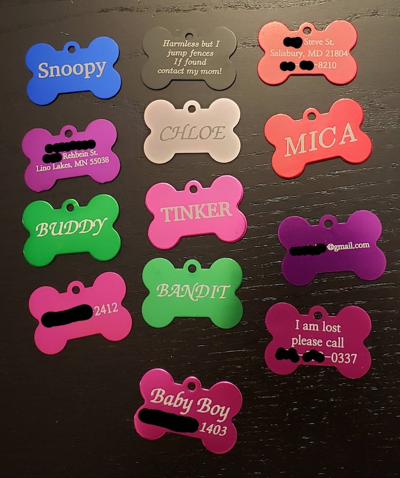 Custom Pet ID Tags Laser Engraved Aluminum Etsy