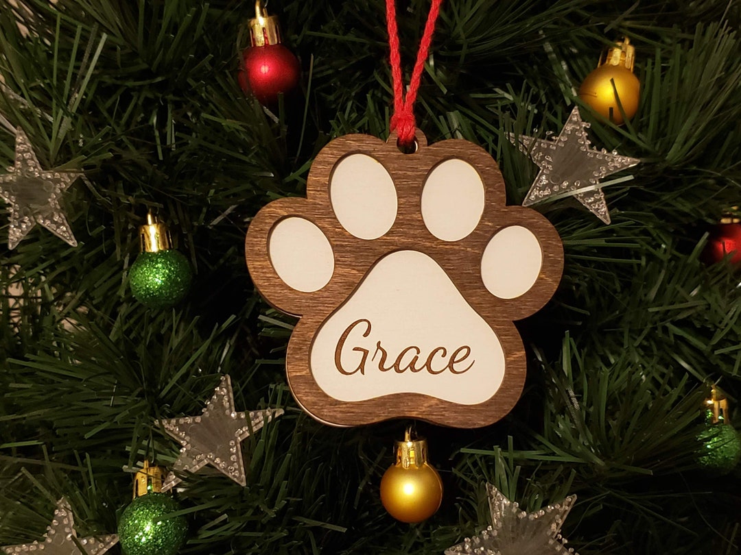 Personalized Paw Print Ornament - Laser Engraved - Etsy