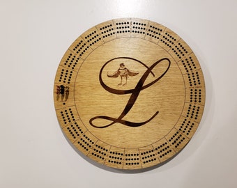 Custom 3 Track Cribbage Board - Monogram - Custom Image - Family Name