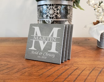 Smooth Edge Slate Coasters - Set of 4 - Custom