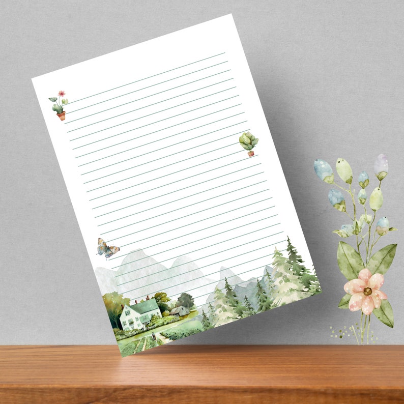 Mountain Printable Stationary, Printable Writing Paper, Printable Paper ...