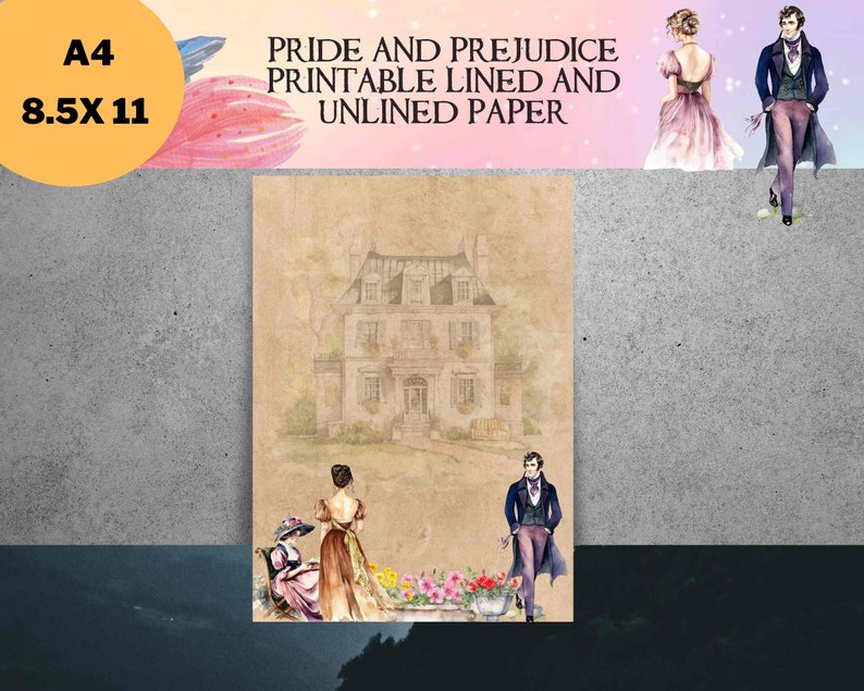 Pride and Prejudice Printable Note, Letter Paper, Printable Paper for ...