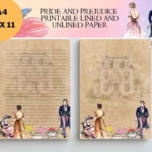 Pride and Prejudice Printable Note, Letter Paper, Printable Paper for ...