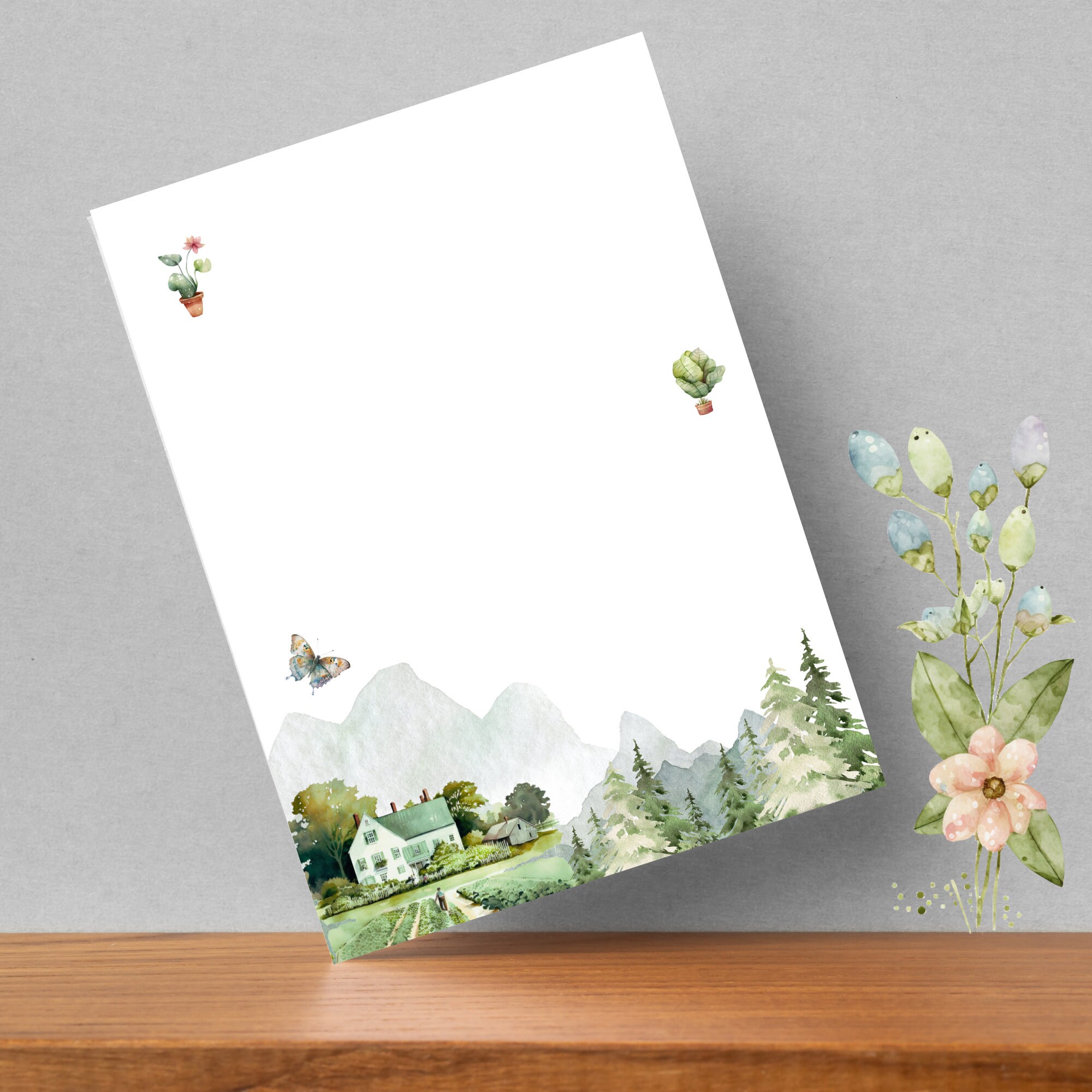 Mountain Printable Stationary, Printable Writing Paper, Printable Paper ...