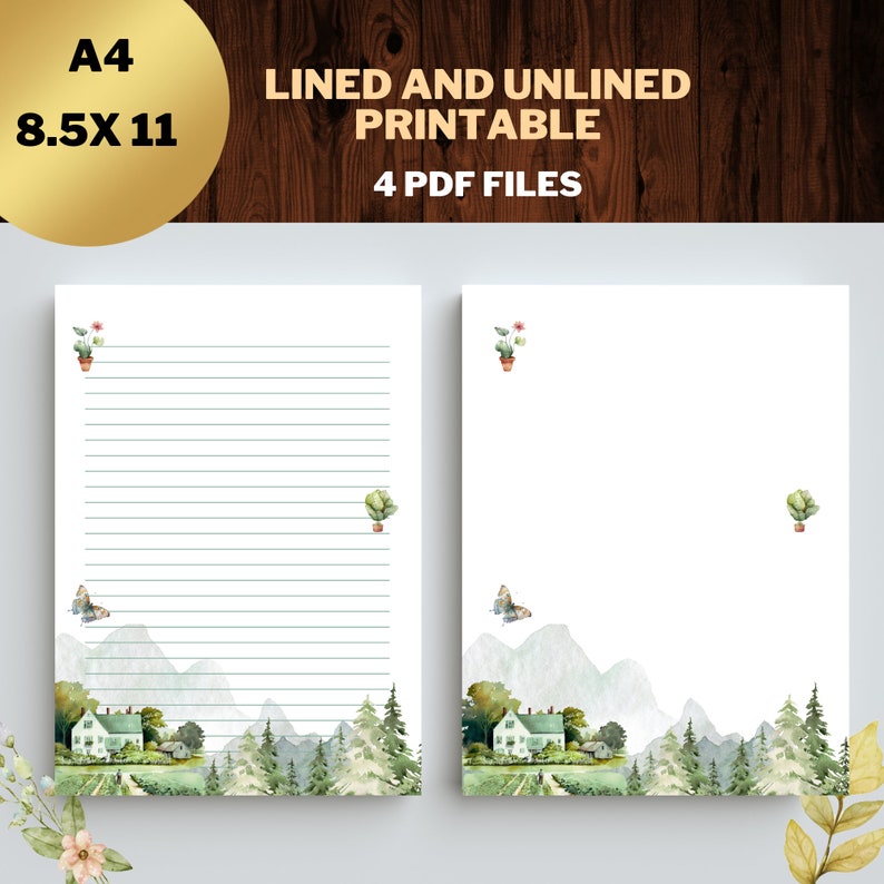 Mountain Printable Stationary, Printable Writing Paper, Printable Paper ...