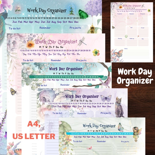 Work Day Organizer Printable, Work day organizer , Work Planner, Printable Planner, To Do List Planner, Daily Weekly Organizer PDF , cute