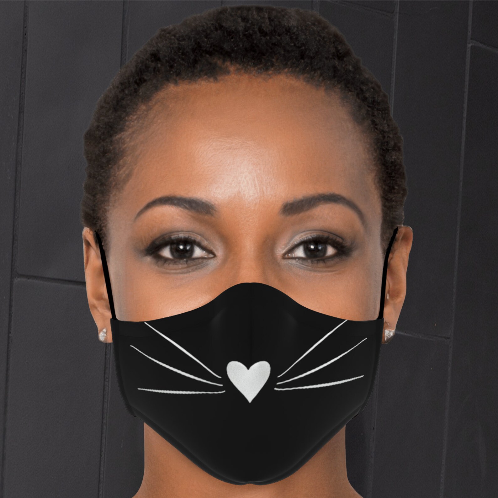 Cat Heart Whisker Face Mask With Filter Unisex Face Mask Etsy