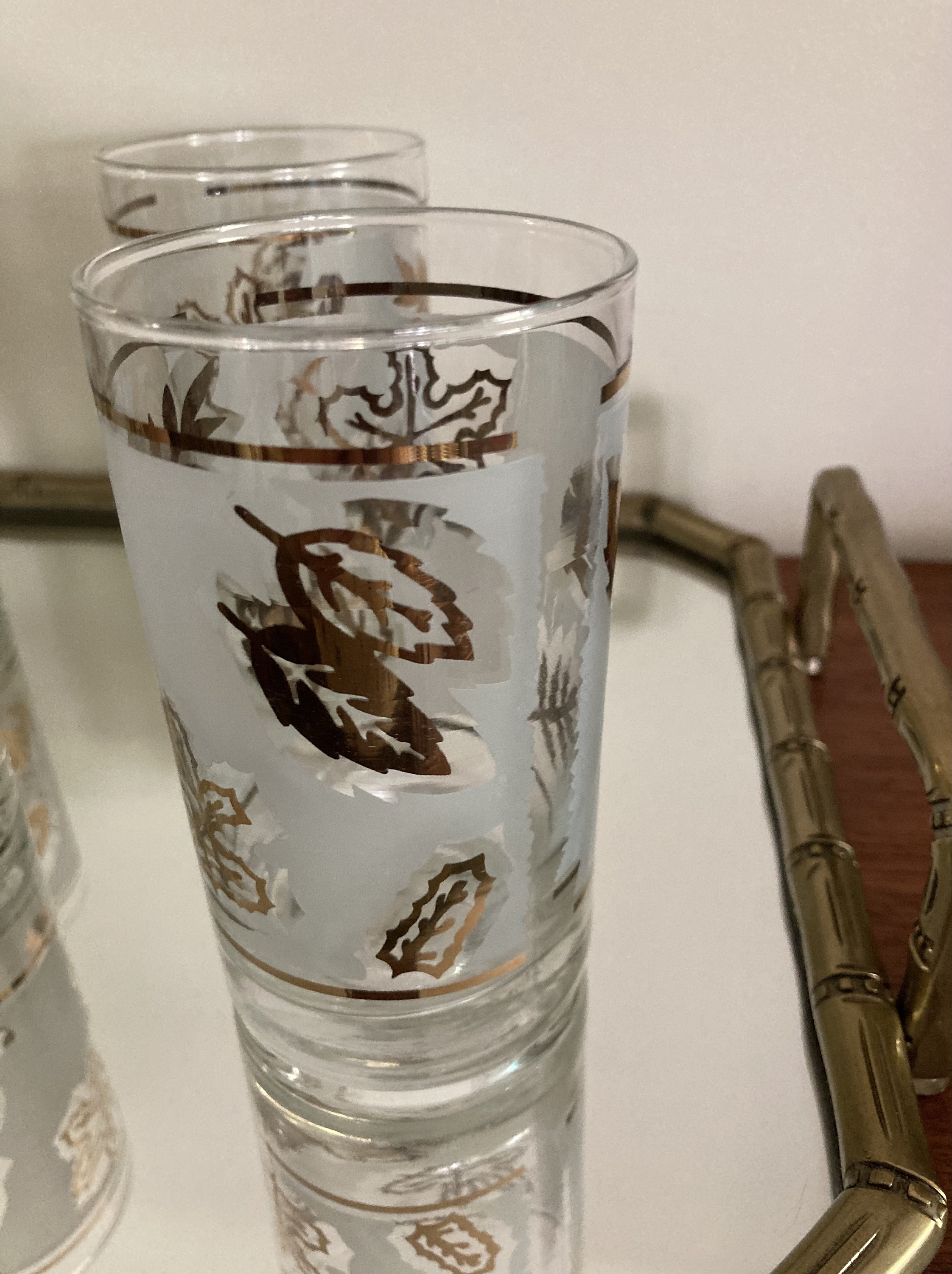 Vintage Frosted, Gold Leaf Glassware, Crown Corning Ware, Iced Tea