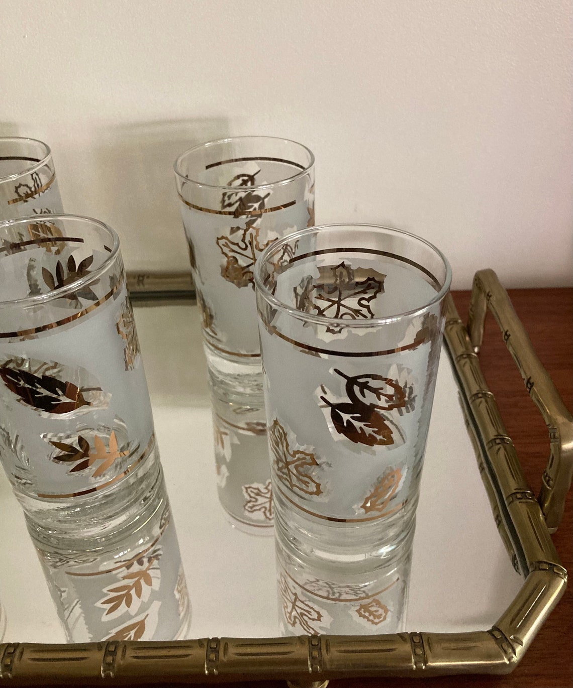 Vintage Frosted Gold Leaf Glassware Crown Corning Ware Iced Etsy