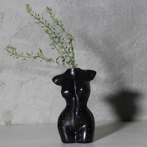 Black Body Vase | Handmade Ceramic, Home Decor, Sculpture, Home Decoration, Female Form Vase, Modern Vase, Minimalist Decor, Unique Planter