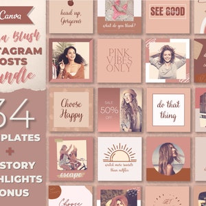 34 Instagram Post Templates for Canva, Terra Instagram Template, Social Media Quotes Templates +32 Instagram Story Highlight Icons Covers