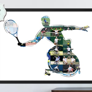 Man Wheelchair Tennis Photo Collage, Wheelchair Tennis Gift, Gift For Him, Boyfriend Gift, Wheelchair Tennis Birthday Gift