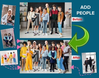 Add person to photo, Add People to photo, Add deceased love one to picture, Photo editing, Merge photos, Resize photo