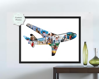 Kundenspezifische Flugzeug-Foto-Collage - Ideales Geschenk für Reisende, Geburtstage, Jahrestage und besondere Ereignisse - Personalisierte Reise Kunst (AB50)