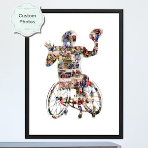 Man Wheelchair Football Photo Collage, Man Wheelchair Football Gift, Gift For Him, Boyfriend Gift, Man Wheelchair Football Birthday