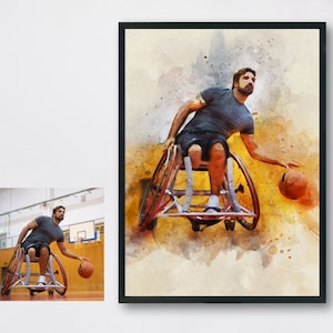 Wheelchair Sport Personalized Gift, Custom Portrait From Picture, Wheelchair Watercolor Art, Best Friend Gifts, Best Friend Birthday Gifts
