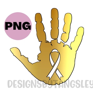 Huella de mano dorada PNG para sublimación, Diseño de impresión para cáncer infantil, Huella de mano infantil simple Lindo PNG digital dulce para sublimar impresión