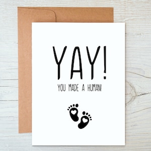 OUI ! Vous avez fait un humain ! carte de bébé, carte de voeux pour nouveau-né, cadeau pour une nouvelle maman, carte de bébé adorable, carte de baby shower, format A2, neutre sexiste