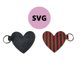 Heart Keychain SVG Template, Faux Leather Keychain (Digital Download)