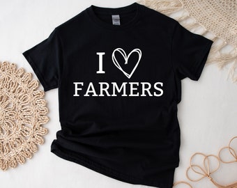 I love farmers t-shirt for adults. Unisex shirt supporting farmers not Trudeau, Cute heart shirt for farmer's wife, Conservatives Canada