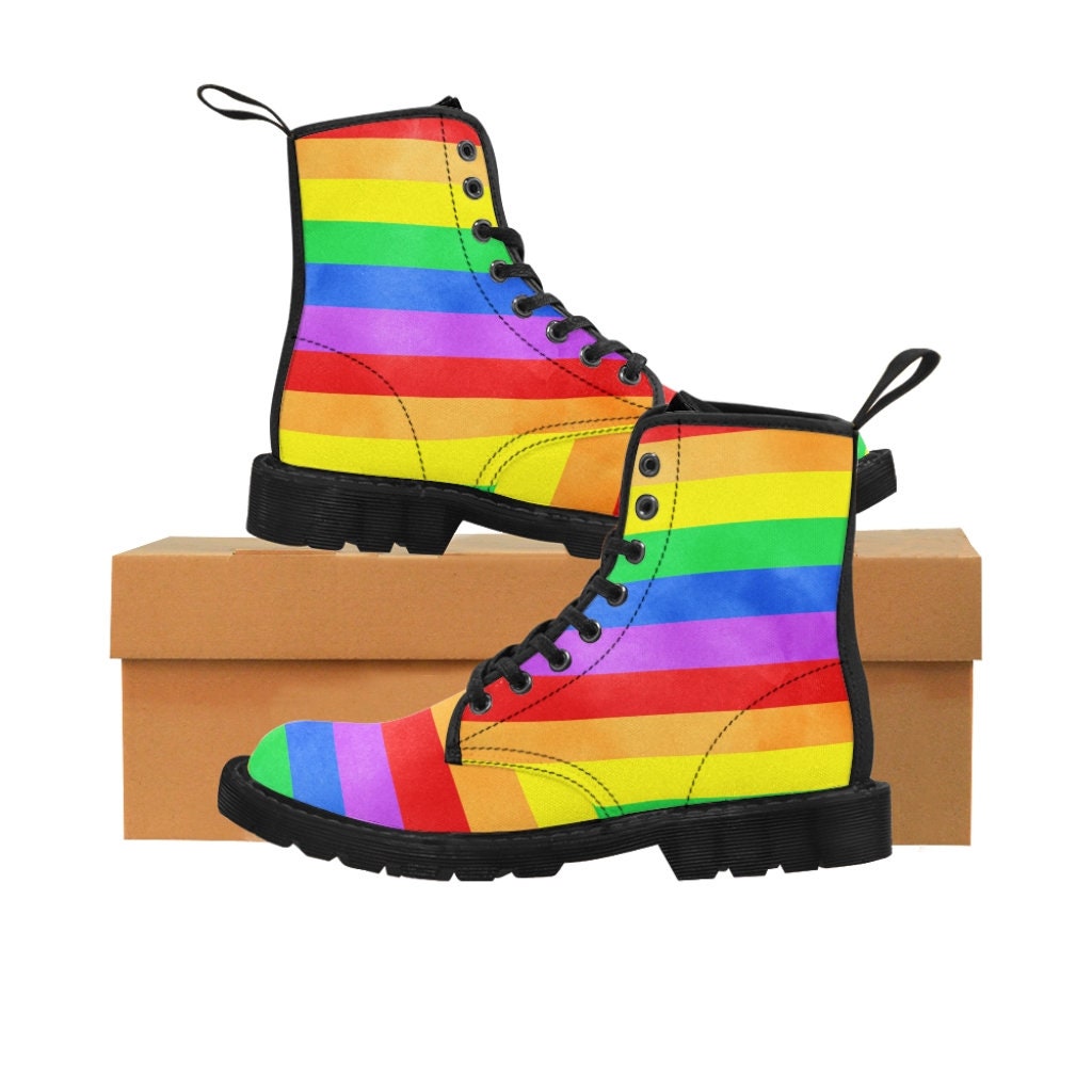 Pride boots LGBT Support Women's Canvas Boots Rainbow Etsy