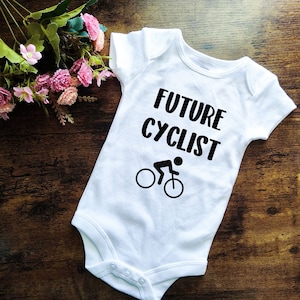Future Cyclist baby bodysuit, Marathon parents baby gift, Baby shower gift idea, Sweet simple outfit for new baby, Bicycle design for baby