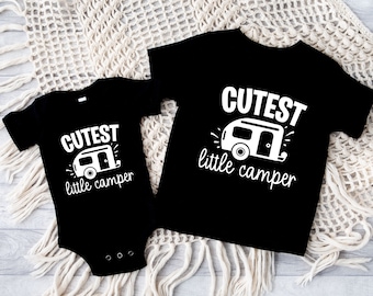 Cutest little camper t-shirt for babies and kids, Cute outdoors children's tee, Bodysuit for infants, Matching siblings shirts, Gift