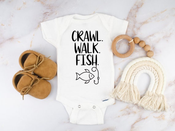 Crawl walk fish Onesies®, Gift for baby, Gender neutral baby clothes, Cute  infant clothing, Fisherman's new baby, Cute fishing buddy shirt