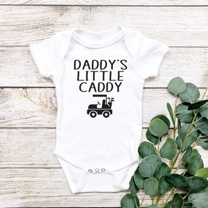 Daddy&#39;s little caddy bodysuit for babies, Baby shower gift, Dad golfing buddies, Christmas gift, Pregnancy surprise announcement for dad