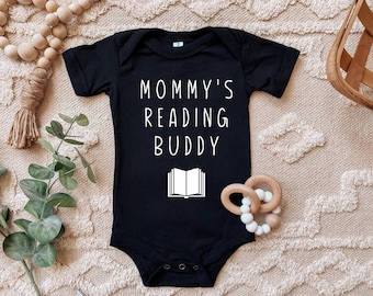 Mommy's reading buddy bodysuit for babies, Cute new baby shirt, Baby shower gift idea, Book lover gift, New mom gift, Bookworm outfits