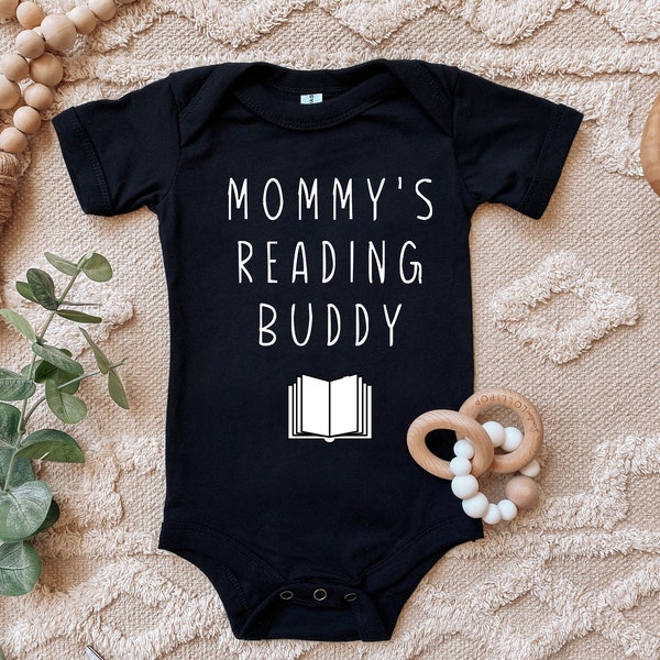 Mommy's reading buddy bodysuit for babies, Cute new baby shirt, Baby shower gift idea, Book lover gift, New mom gift, Bookworm outfits