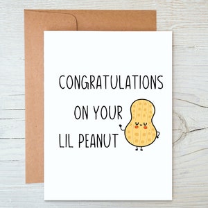 Félicitations pour votre petite carte de cacahuètes, carte de voeux de format A2 pour un nouveau bébé, carte pour une nouvelle maman, jolie carte de baby shower neutre en termes de genre