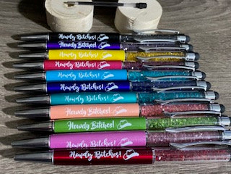 Howdy Bitches Crystal Pens with Stylus /& refillRhinestone Pen wStylusRefill