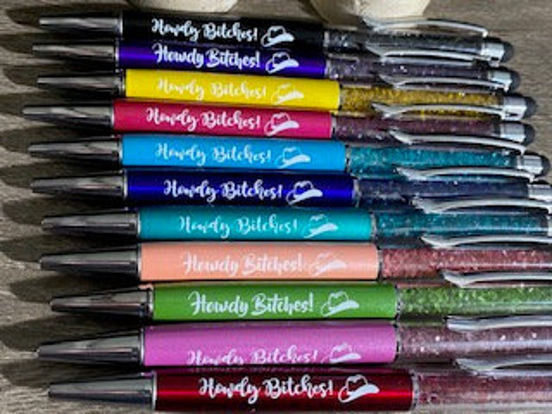 Howdy Bitches Crystal Pens with Stylus /& refillRhinestone Pen wStylusRefill
