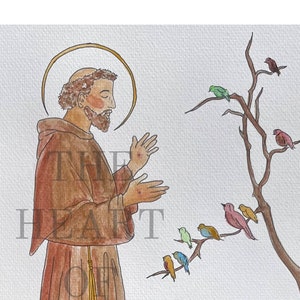 Saint Francis Watercolor Print: Catholic Nursery Decor, Animal Lover Gift