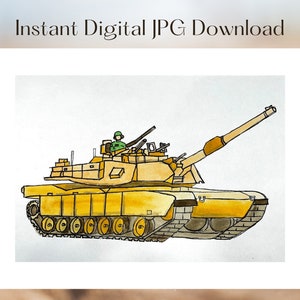 Gift for Soldier Tank Painting Digital Download Army Tank wall decor boys room tank wall decor military vehicle art Abrams tank image army