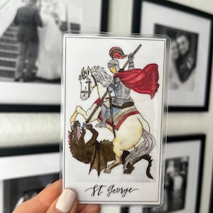 Saint George Watercolor Art Prayer Card: Catholic Patron Gift