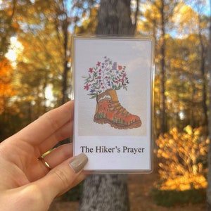 Hiker&#39;s Prayer Card: Hand-Painted Hiking Boot Art, Christian Gift